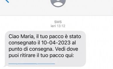 Schermata di una chat contenente messaggi di phishing