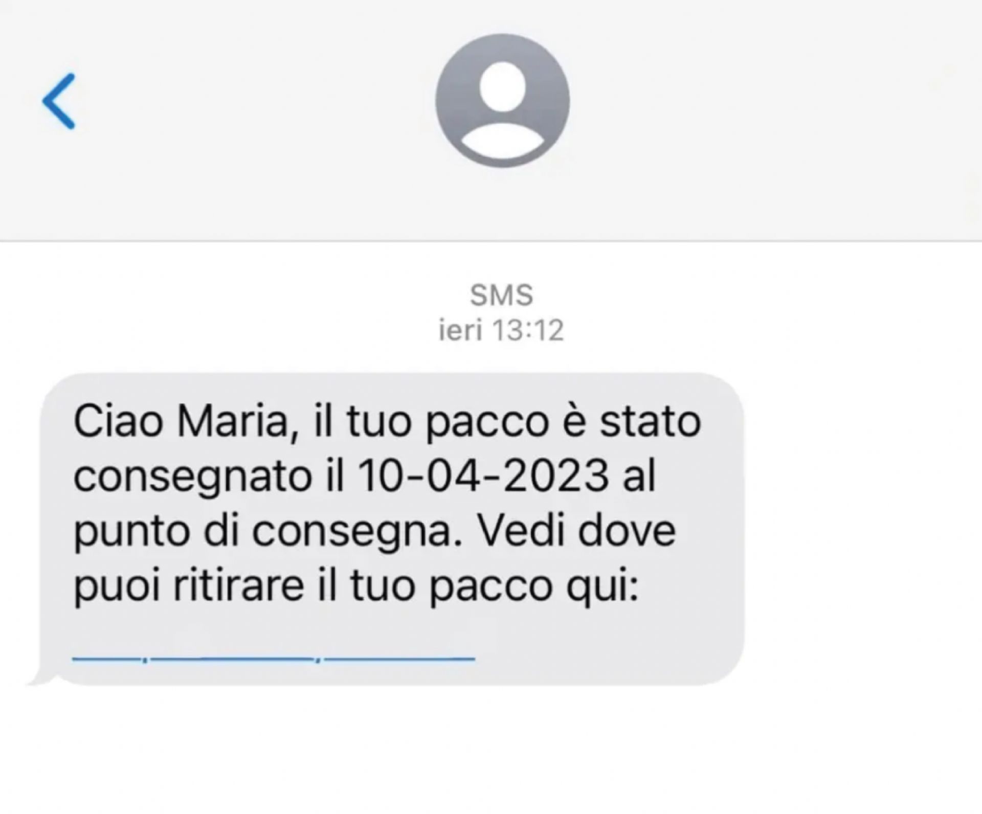 Schermata di una chat contenente messaggi di phishing