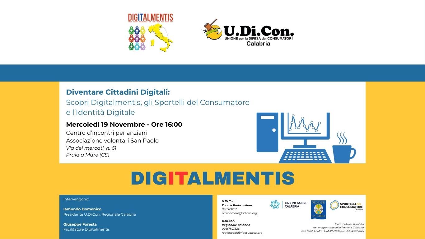 Locandina evento  19 novembre UDICON Praia a Mare